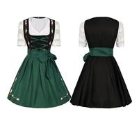 YEBIRAL Angebote des Tages Heute Dirndl Damen Midi Set 3 Teilig Trachtenkleid für Oktoberfest Kleidung mit Dirndlschürze Dirndlbluse Grün Dirndl für Damen blitzangebote