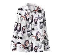 YEBIRAL Bluse Damen Sommer Retro Stil Koreanische Version Kurzarm Oberteil Tops Revers Kragen Mode Elegant T-Shirt Hemdbluse(L,B- Weiß)