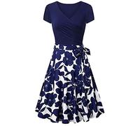 YEBIRAL Damen A-Linie Kleid 60er Jahre mit Blumenrock Rockabilly Retro Swing Kleider Cocktailkleider