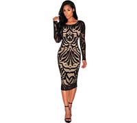 YEBIRAL Damen Exquisite Heißer Rundkragen Neckholder Figurformende kurzes Kleid Sexy Cocktail Party Kleid Karneval Abendkleider Sommerkleider (Medium, Schwarz)