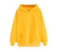 YEBIRAL Damen Herbst Winter Hoodie Frauen Sweatshirt Pullover Oberteile Langarmshirt Kapuzenpullover Mode-Bequem-Casual Pulli mit Kordel und Taschen(XXL,Gelb)