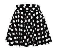 YEBIRAL Damen Rock Einfarbig Polka-Punkt Elegante Sexy Hoher Taille Super Weich Dehnbar und Leicht Freizeit Plissiert MiniRöcke(M,Schwarz)