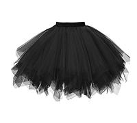 YEBIRAL Damen Tutu Tütü Tüllrock Niedlich Mädchen Schöne Ballettrock Minirock Unterrock Petticoat Tanzkleid Pettiskirt (One Size,Schwarz)
