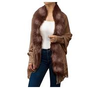 YEBIRAL Damen Winterjacke Mit Pelzkragen Kimono Mantel Strickjacke Frau Elegant Open Front Cardigan Cover Up Outwear