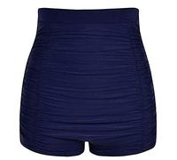 YEBIRAL Große Größen Vintage Damen Bikinihose Bikinislip Frauen hoher Taille Bikini Hose mit Raffungen High Waist Ruched Badehose Shorts Bauchweg(3XL,A-01Dunkelblau)