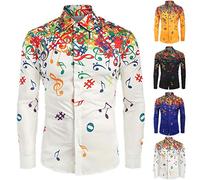 YEBIRAL Hemd Herren Langarm Freizeithemd 3D Gedruckt Muster Casual Party Basic Männer Langarmhemden Slim-Fit Für Karneval, Oktoberfest, Business, Hochzeit, Freizeit