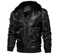 YEBIRAL Herren Bomberjacke mit Pelzkragen Winter Dick Fleece Gefüttert Militär Cargo Jacke Pilotenjacke Fliegerjacke Blouson