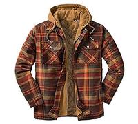 YEBIRAL Herren Karierte Jacke Karohemd Thermohemd Kapuzenjacke mit Reißverschluss Herbst Hemdjacke Gesteppte gefüttert Winterjacke Leichte Freizeitjacke Holzfällerhemd