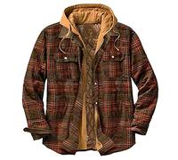 YEBIRAL Herren Karohemd Karierte Jacke mit Kapuze Männer Regular Fit Langarm Herbst Thermohemd Hemdjacke Gesteppte gefüttert Freizeit Holzfällerhemd