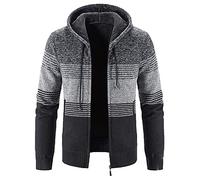 YEBIRAL Herren Strickjacke mit Kapuze Cardigan Dicker Pullover Grobstrick Kapuzenjacke Warm Fleece-Gefüttert Übergangsjacke Hoodie Strickpullover Männer Jacke Winter