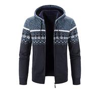 YEBIRAL Herren Strickjacke mit Kapuze Hoodie Cardigan Zipper Winterpullover Grobstrick Norweger Pullover Warm Freizeitjacke Männer Kapuzenjacke für Weihnachten Winter