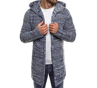 YEBIRAL Herren Strickjacke mit Kapuze Slim Fit Grobstrick Sweatjacke Lang Cardigan Moderner Männer Winter-Freizeit-Jacke Langarm Hoodie-Pullover