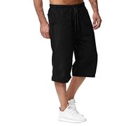 YEBIRAL Kurze Hosen Herren Leinen Shorts Casual Sommer Leinenhose Kurze Sommerhose Einfarbig Leicht Freizeithose Männer Strandhose Elastische Taille mit Taschen