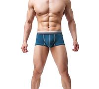 YEBIRAL Männer Heißer Boxershorts Baumwolle Enganliegende Retroshorts Höschen Herren （Large，Blau）