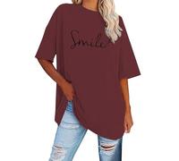 YEBIRAL Oversize Shirt Damen Schwarz Kurzarm Casual Lockere Basic Baumwolle Tee Shirts Sommer Bluse Rundhals Oberteile Lässig T-Shirts Tops Mode Y2k Streetwear Sommershirt Longbluse