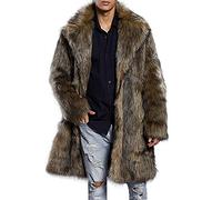 YEBIRAL Pelzmantel Herren Kunst Felljacke Winterjacke Parka Mantel Kunstpelz Lange Jacke Faux Fur