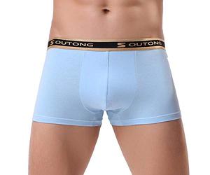 YEBIRAL Shorts Herren Heißer Schwarz Freizeit Enganliegende Basic Retroshorts Unterhosen Männer (Medium,Azure Blue)