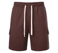YEBIRAL Shorts Herren Sommer Kurze Hosen Herren Bermuda Shorts Class Fit Freizeithose Sommerhose mit Taschen Casual Gummizug Kurze Sporthose Hosen kurz Bermudas Sommer (Coffee, XXL)
