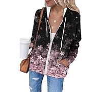 YEBIRAL Sweatjacke Damen Zip Hoodie Sweatshirt Jacke mit Kapuze Langarm Casual Pulli Reißverschluss Kapuzenjacke Herbst Winter Warm Pullover Oberteile Kordelzug Kapuzenpullover