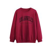 YEBIRAL Sweatshirt Damen Oversized Los Angeles Pullover Brief Drucken Herbst Winter Oberteil Frauen Casual Locker Rundhals Langarm Pulli Hoodie Teenager Mädchen Streetwear Bluse Tops