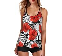 YEBIRAL Tankini Damen Bauchweg Push Up 2 Teilig Tankini Set Zweiteiliger Badeanzug Sommer Freizeit Bademode Elegant Badeanzüge Badebekleidung Tankini Oberteil mit Badehose