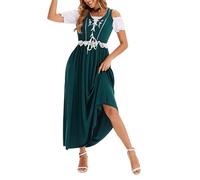 YEBIRAL Warehouse Deal Dirndl Damen Lang Modern Trachtenkleid Oktoberfest Kleidung Maxi Kleid Trachtenrock Grün Braun Rot Dirndl für Damen retourenkauf Angebote