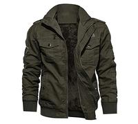 YEBIRAL Winterjacke Herren Fleece Gefüttert Jacke Warme Baumwolle Feldjacke Stehkragen Bomberjacke Dicke Winter Mantel Übergangsjacke Fliegerjacke Militär Jacke mit Vielen Taschen