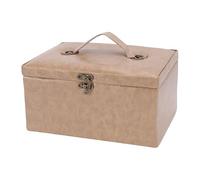 Yechiry Leder-Nähkorb aus Holz, Tragbare Aufbewahrungsbox für Nadelfaden-Nähset-Werkzeuge, Vintage-Näh-Tragetasche mit Robuster Konstruktion, Ideal Zum Nähen von Heimwerkerbedarf