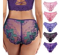 Yeehliny Damen Hipster aus Netzstoff, Frauen Floral Lace Höschen Unterwäsche Slip String Unterhose Sexy aushöhlen Spitzenhöschen Briefs Hipsters Brazilian Slip Super Atmungsaktiv Panties