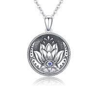 YEESIA Halskette mit dem Symbol des Bösen Blicks für Damen, 925er Sterlingsilber, Halskette mit Lotus-Anhänger und Zirkonia, Lotus-Schmuckgeschenk für Frauen.