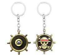 YEJAHY Anime Schlüsselanhänger, Piratenschädel Anhänger drehbarer Schlüsselbund, Cartoon Schlüsselring, Cartoon-Totenkopf Keychain, für Herren Fan Geschenk