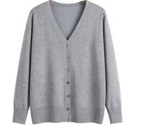 YEKEYI Langarm-Strickjacke mit Knopfleiste und V-Ausschnitt, klassischer Strick-Cardigan für Damen, XX-Large
