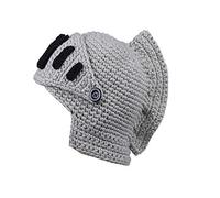 YEKEYI Roman Knight Mütze mit Visier und Bart und Strickmütze, Windmaske, Cosplay-Mütze, hellgrau, Einheitsgröße