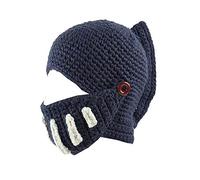 YEKEYI Roman Knight Mütze mit Visier und Bart und Strickmütze, Windmaske, Cosplay-Mütze, navy, Einheitsgröße