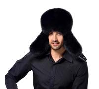 YEKEYI Trappermütze Winter Russische Mütze Herren Damen Fellmütze mit Kunstkaninchenfell Fliegermütze mit Ohrenklappen Winddicht, 02-schwarz, Einheitsgröße