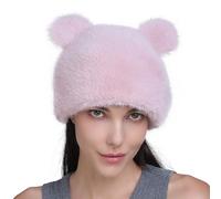 YEKEYI Wintermütze aus Kunstfell, flauschig, warm, Plüsch, Fischerhut, Bärenohr, Strickmütze, rose, Einheitsgröße