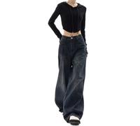 Yelloop Y2k Baggy-Jeans für Damen - Hose mit weitem Bein in Herbstmode 2023, Dark, Groß