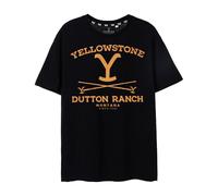 Yellowstone Herren Kurzarm-T-Shirt | Dutton Ranch Offizielles Merchandise der US-TV-Show | Stilvolles und bequemes schwarzes T-Shirt für Männer