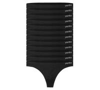 Yenita 12er Pack Damen Strings, Basic String Tanga, schwarz, Gr. L/XL