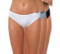 Yenita 3er Set Damen Basic Unterwäsche-Collection, Bikini-Slip,Gemischt (Schwarz, Weiss, Grau), Gr. XL