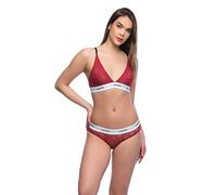 Yenita Dessous Set, Florale Spitze, BH mit Slip, Bordeaux, Gr. L