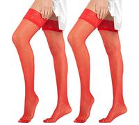 Yenita Hochwertige Halterlose Strümpfe 15 Den, Strapse in weiss, schwarz, rot, haut mit Spitze, im 2er Pack