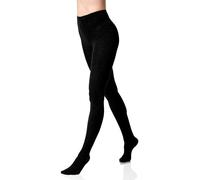 Yenita Warme Damen Baumwoll Strumpfhose, Strickstrumpfhose Uni Farben, schwarz, 36-38