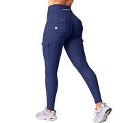 YEOREO CoreFlex Sport Leggings Damen Mit Taschen Invisible Scrunch Butt Gym Leggings High Waist Boom Booty Seamless Push Up Blickdicht Yoga Sport Leggings Marineblau L