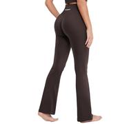 YEOREO Damen Flare Leggings Invisible Scrunch Butt Sports Leggings Hohe Taille Leicht Schlaghose Workout Yogahose Lang Push Up Blickdicht Sporthose Kaffee S