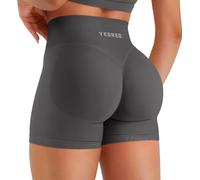 YEOREO Invisible Scrunch Butt Sport Shorts Damen 4.5" Nahtlose High Waist Booty Gym Yoga Shorts Damen Push Up Kurze Leggings Butt Lifting Kurze Sporthose Workout Radlerhose Dunkelgrau M