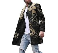 YEPREM Tweed-Mantel Herren Druck Stehkragen Herren Coat Mantel Casual Taschendekoration Langer Mantel Herren Knopfleiste Jacke Einfachheit Herren XLDY-23 3XL