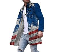 YEPREM Tweed-Mantel Herren Druck Stehkragen Herren Coat Mantel Casual Taschendekoration Langer Mantel Herren Knopfleiste Jacke Einfachheit Herren XLDY-07 3XL
