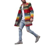 YEPREM Tweed-Mantel Herren Druck Stehkragen Herren Coat Mantel Casual Taschendekoration Langer Mantel Herren Knopfleiste Jacke Einfachheit Herren XLDY-15 3XL