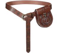 Yerleomit Mittelalter Gürtel Wikinger Gürtel mit Gürteltasche Vintage Leder Geprägter Ritter Piraten Tasche Set Historischer Mittelalterlicher Mittelalter Zubehör Accessoires für Herren Damen LARP